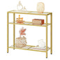 HOOBRO 29.5" Narrow Console Table, 3-Tier Tempered Glass Sofa Table, Modern Entryway Table, for Entrance, Living Room, Foyer, Hallway Bedroom, Gold GD21XG01G1 - color: Gold