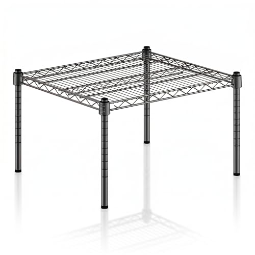 Black Epoxy Wire Storage Shelf, Dunnage Rack, Commercial 1 Tier Small Shelf, 21" x 24" x 14", Heavy-Duty Metal, 600 lbs Capacity - color: Black, size: 21"D x 24"W x 14"H