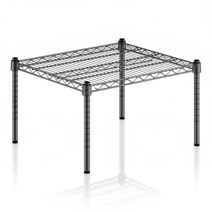 Black Epoxy Wire Storage Shelf, Dunnage Rack, Commercial 1 Tier Small Shelf, 21" x 24" x 14", Heavy-Duty Metal, 600 lbs Capacity - color: Black, size: 21"D x 24"W x 14"H