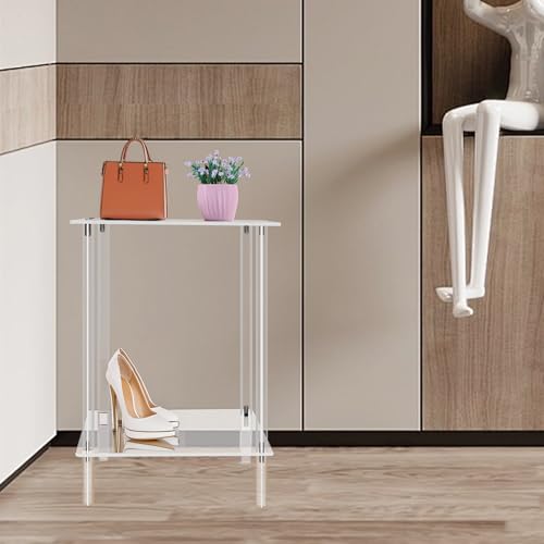 Jusalpha 2-Tier Heavy Duty Acrylic End Tables, Small Nightstand/Side Table for Living Room, Bedroom, Home Accent Side Table, 14''x 11.5''x 19.6'' - size: 2 Tier