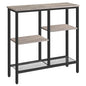 HOOBRO Narrow Console Table, Sofa Table, 4-Tier Industrial Entryway Table with Metal Mesh Shelf, Hallway Table with Adjustable Feet, for Entryway, Living Room, Hallway, Greige and Black BG79XG01 - color: Greige + Black