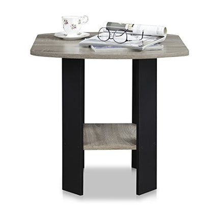 Furinno SIMPLE DESIGN Side Table, 2-Tier Modern End Table with Soft Edges, Open Shelves Night Stand, Bedside Table, for Living Room, Bedroom, French Oak - color: French Oak/Black, size: 1-Pack, 2 Tiers, Standard Leg