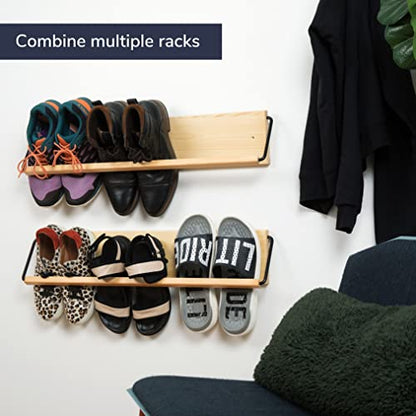 Wall Mounted Shoe Rack - A Wooden, Modern, Slim, and Small Shoe Storage Solution for Shoes and Boots in Narrow Spaces, entryways, or hallways. (30-in-Wide) - size: 30-in-wide (Single)