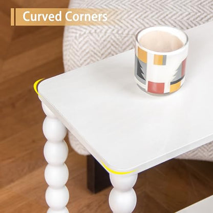 Fultyle Narrow Side Table, Small End Table with 2-Tier Storage, Small Bedside Table Slim Nightstand for Narrow Spaces, Living Room, Bedroom (White) - color: White