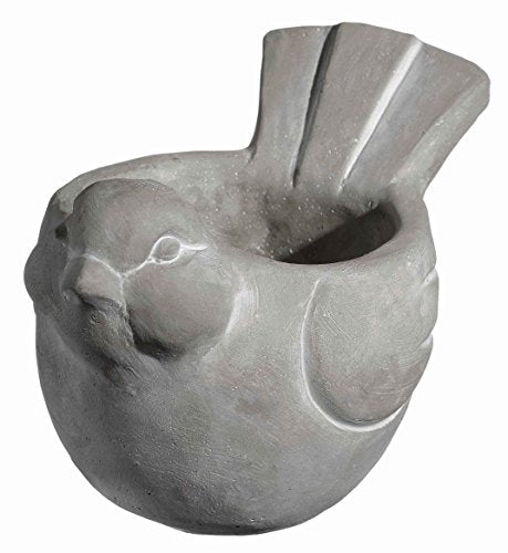 GROWSCAPE Cement Buddies Animal Planter - Cute Desk Decoration - UV Coated Animal Vase w/Removable Drain Plug - Succulent Planter for Indoor/Outdoor Use (Bird Planter, Natural, Small) - color: Natural, size: Small, style: Bird