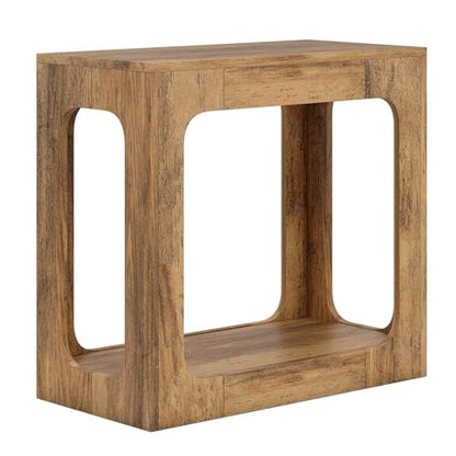 Giantex Narrow End Side Table - 2-Tier Farmhouse Night Stand w/Open Storage Shelf, Arch Design, Accent Bedside Nightstand for Bedroom Entryway Small Spaces, Wood End Tables Living Room, Oak - color: Oak