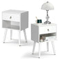 Bonnlo White Nightstand Set of 2, Modern Bedside Table with Drawer Open Shelf, End Table with Solid Wood Legs for Bedroom, - color: White, size: 1 Drawer 1 Shelf