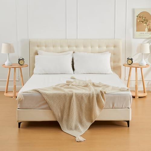 Uniclinens Wood Round End Table - Small Round Side Table with Lower Shelf for Living Room Sofa Couch, Bedroom Wooden Nightstand, Walnut - color: Natural, style: Style 7