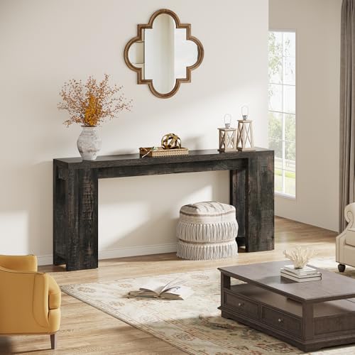 Tribesigns 70.9-Inch Extra Long Console Table, Farmhouse Wood Sofa Table Behind Couch, Narrow Entryway Accent Table for Living Room, Hallway, Entrance, Foyer, Black - color: Black