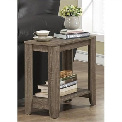 Pemberly Row 2-Tier Modern Wood End Table, Dark Taupe Brown Finish, Textured Wood-Like Design, 22 in H x 24 in W x 12 in D, Tapered Legs, Rustic Living Room/Bedroom/Office Accent Table - color: Dark Taupe