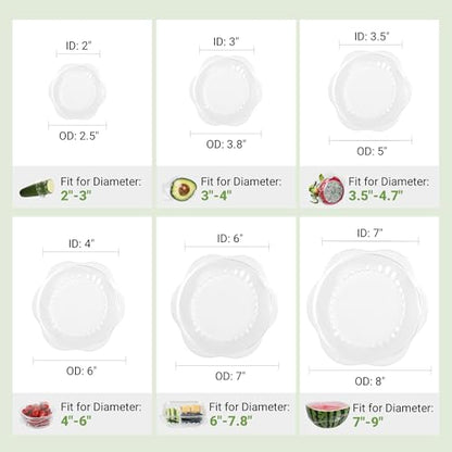 Silicone Stretch Lids for Food Storage in Fridge, Reusable Elastic Bowl Covers for Cup, Cans, Jars, Round & Rectangle Container, Food Grade Silicone Microwave Food Cover, Heat-Resistant, Transparent - color: 6 Pcs Transparent