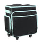 Everything Mary Rolling Scrapbook Tote – Black & Teal Craft Bag with Wheels – Organizer Case for Scrapbooking, Papercraft, Art Supplies & Creative Tools - color: Black