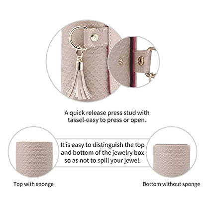 VLANDO Viaggio Mothers Day Gifts Her - Small Jewelry Case Box - Travel Essential Accessories for Women, Travelers, Couples, Mom, Friends, Bridesmaid - color: A. Grey&Red