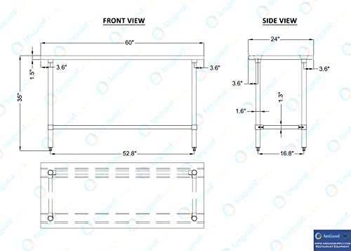 24 in. x 60 in. Open Base Stainless Steel Work Table | Residential & Commercial | Food Prep | Heavy Duty Utility Work Station | NSF - size: 60 in. Length x 24 in. Width