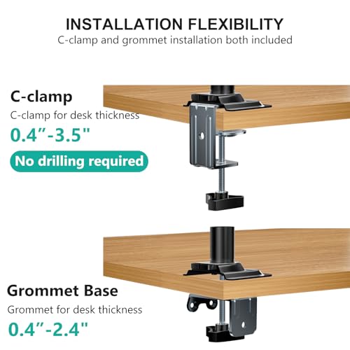 WALI Laptop Desk Mount for 17 inch Notebook, Adjustable Single Monitor Arm with Laptop Holder for 32 inch Screen, Laptops Stand with Ventilated Tray, Up to 22 lbs, (M00LP), Black - size: Single, style: Adjustable Desk Mount
