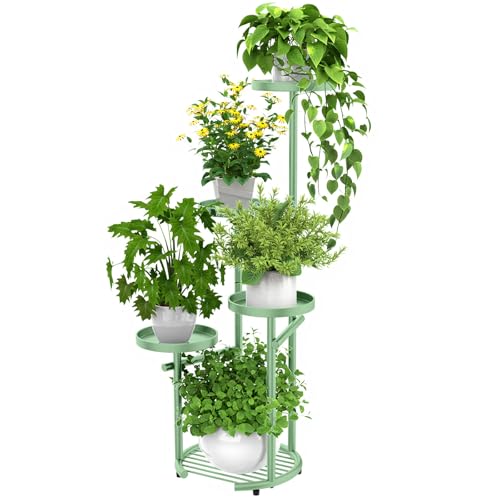 TOSKING Plant Stand indoor, Heavy-Duty Corner Shelf, Sage Green, 42-Inch | Space-Saving Round Plant Table for Multiple Plants, Indoor and Outdoor Use in Living Room, Balcony, or Garden - color: Sage Green, size: 5tier Rd