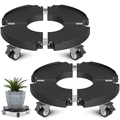 Goovilla Plant Stand with Wheels 440LBS Load,2Pack, Adjustable 15-22",Black | Heavy Duty Plant Caddy with Lockable Caster Wheels, Rolling Stand/Dolly/Roller for Indoor Outdoor Large Planter, Flower Pot - color: Black