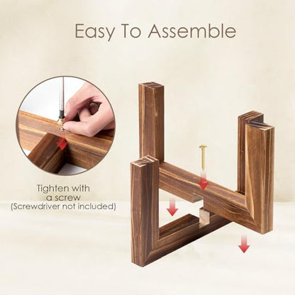 Leaf&lull Wood Plant Stand Indoor Boho Rustic Short Plant Stool Small Planter Holder Base for Multiple Plants Heavy Duty Wooden Floor Pot Riser Walnut 2 Pack - size: 2 Pcs