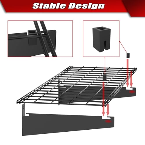 WALMANN 2 Pack Garage Wall Mount Shelves, 45x15 inch Wall Mounted Storage Shelves for Garage Heavy Duty Floating Shelf, Holds Up to 220 lbs(Black) - color: Black-15x45