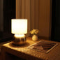 Modern Golden Small Table Lamp with Cotton Linen Shade, 6.2×6.2×10.4 inch LED Desk Light, One-Button Switch for Bedroom, Living Room, Nightstand, Includes Warm Light Bulb - color: Golden, size: Pack of 1