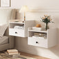 Floating Nightstand Set of 2 Modern Night Stands with Drawer and Open Shelf | Cubby Small Bedside End Table with Charging Station Wall Mounted Nightstands Set 2 for Bedroom White - color: White