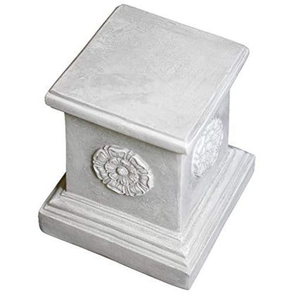 Design Toscano English Rosette Indoor/Outdoor Sculptural Garden Plinth Base Statue Riser, Large 12.5 Inch Tall, Cast Stone Resin, Antique Stone Finish - size: Large, style: English Rosette