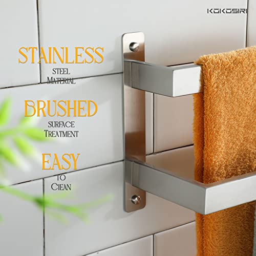 KOKOSIRI Bath Towel Bars Bathroom 2-Tiers Ladder Towel Rails 24-Inch Towel Holders Wall Mounted Towels Shelves Rack Brushed Stainless Steel, B5008BR-L24 - color: Brushed Nickel, size: 24-Inch