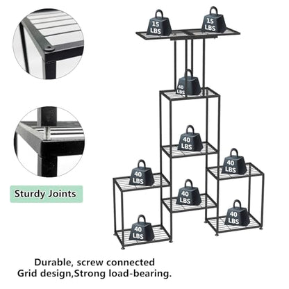 Plant Stand Indoor Outdoor, Metal 6 Tier Tall Hanging Plant Shelf for Multiple Flower Planter Large Heavy Duty Ladder Plant Holder for Garden, Black (y-202) - size: y-202