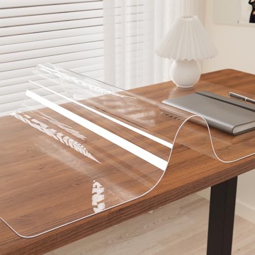 Clear Writing Desk Pad, 47.2’’x16.9” Heat Resistant Waterproof PVC Round Edge Durable Desk Protect Mat, Anti-Static Writing Mat Table Protector - size: 47.2*16.9