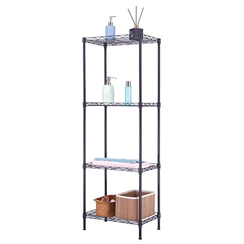 FOXHOLE 4-Tier Wire Shelving Unit Black Metal Storage Rack 17.72" W x 11.81" D x 49.61" H - size: 17.72" W x 11.81" D x 49.61" H