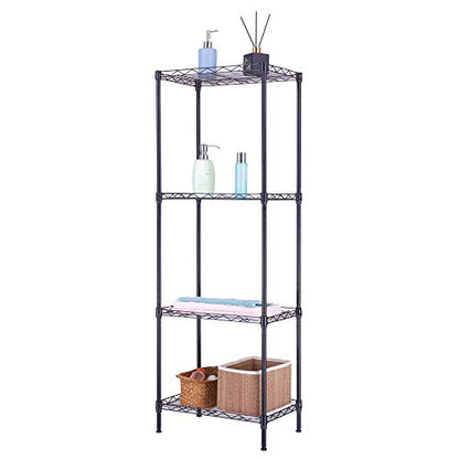 FOXHOLE 4-Tier Wire Shelving Unit Black Metal Storage Rack 17.72" W x 11.81" D x 49.61" H - size: 17.72" W x 11.81" D x 49.61" H