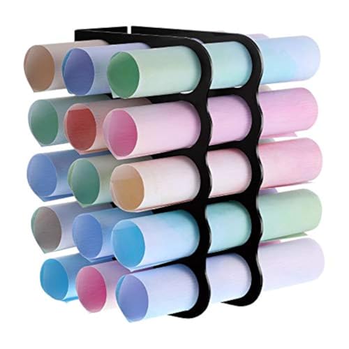 Outus Vinyl Storage Rack Acrylic 15 Holes Vinyl Roll Holder Craft Paper Storage Organizer Aperture 2 Inch Multiple Display Stand for Craft Room Home Office School, 12 x 7.8 Inch(Black) - color: Black