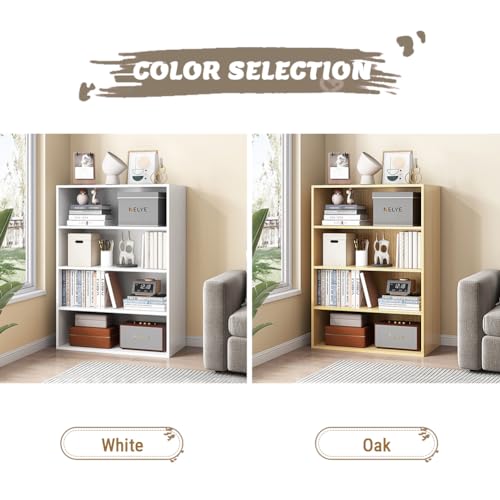 NELYE Basic Open Shelf Bookcase - 4-Tier Wooden Cube Storage Shelves Split Bookshelf, Oak - color: Oak, size: 4-Tier