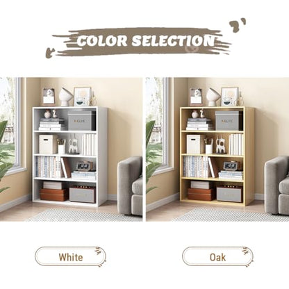 NELYE Basic Open Shelf Bookcase - 4-Tier Wooden Cube Storage Shelves Split Bookshelf, White - color: White, size: 4-Tier