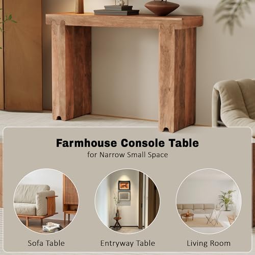 Merax Farmhouse Mango Wood Entryway Table, Minimalist Narrow Console Tables for Hallway, Living Room, Foyer, Easy Assemble, Honey - color: Honey
