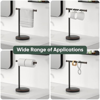 Hoimpro 13" Oil Rubbed Bronze Stand Hand Towel Holder Bathroom Kitchen Countertop Towel Rack Towel Bar Ring Free Standing Counter T Bath Accessories Freestanding Vanity Sink Hardware Stainless Steel - color: Oil Rubbed Bronze