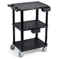 ELAFROS Heavy Duty Utility Cart, 27.5 x 18.25 Inch, 3-Tier Rolling Cart, Industrial Plastic, 330 lbs Capacity, Flat Top Shelves with Swivel Wheels - Multipurpose Work Cart - style: Standard