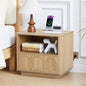 Accent Bed Side Table with Charging Station, Mid Century Modern Nightstand with Storage for Bedroom, Low Rectangle End Table with Drawer for Living Room Couch, Office, Samll Spaces - Natural - size: Natural-drawer