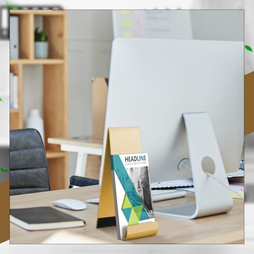 Yaocom 4 Pcs Metal Fancy Brochure Holder Display Flyer Brochure Holder Stand Table Vertical Countertop Literature Organizer for Booklets Pamphlet Magazine Menu Journals(Gold) - color: Gold