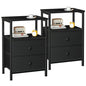 Night Stand, Black Nightstands Set of 2 for Bedroom | Small Bedside Table with 2 Fabric Drawers, End Tables Living Room, Bed Side Table with Open Storage Shelf - color: Black