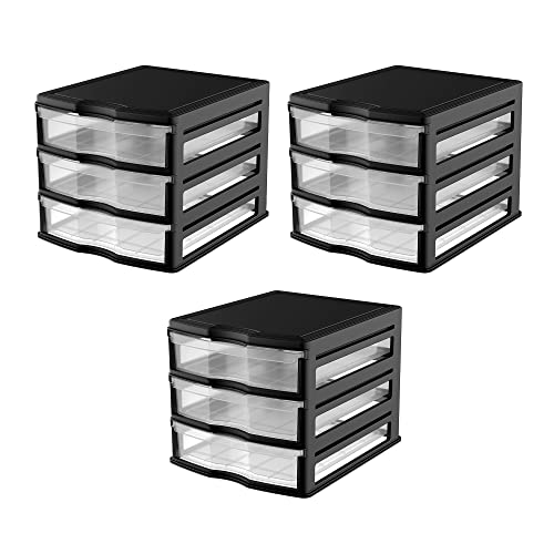 Life Story 3 Drawer Stackable Shelf Organizer Plastic Storage Drawers for Bathroom Storage, Make Up, Or Pantry Organization, Black (3 Pack) - color: Black, size: 3-Pack