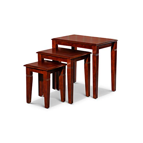 DTY Indoor Living 3-Piece Nesting Tables - Wooden Table Set of 3 for Living Room - Stackable Tables with Sleek Cherry Finish for Stylish and Space-Saving Home Furniture - color: Golden Design/Cherry Finish