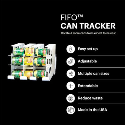 FIFO Can Tracker 4-Pack - 3-Tier Rotating Food Can Organizer for Pantry, Expandable Soda Can Storage for Kitchen, Holds 54 Cans of Food or Soda - size: 4 Pack, style: 54 can