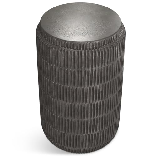 HomeStock Metal Side Table, Industrial Modern End Table, 15 Wide Graphite Finish