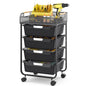 SYKIARIOL 4-Drawer Rolling Storage Cart with Mesh Top, Utility Craft Organizer Cart on Wheels with DIY Labels, Rolling Drawer Cart for Home Office Classroom Bedroom, Black - color: Black