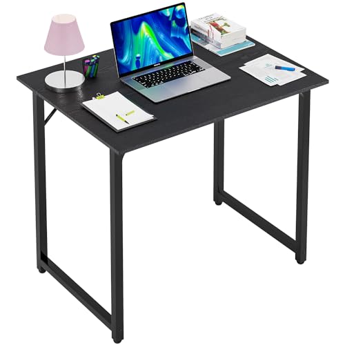 PayLessHere | 32 Inch Computer Desk | Black | Office Desk with Metal Frame, Adjustable Feet | Water-Resistant, Scratchproof Surface | Sturdy Writing Table for Home Office or Study | Pack of 1 - color: Black, size: 32 Inch