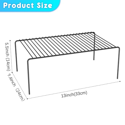 6Pack Cabinet Storage Shelf Spice Rack, 13''L x 9.4''W x 5.5''H, Black | Rustproof Metal Wire Kitchen Counter Organizers and Storage, for Cabinet, Plate, Dish, Pantry, Bathroom, Fridge - size: 6Pack-Black-13 x 9.4 inch