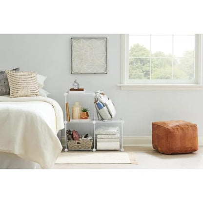 Rubbermaid 3 Piece Storage Wire Stackable Cube Set Easy Assemble White for Closet/Bookshelf/Toys Multi-Use Home Organizer - style: Storage Cubes