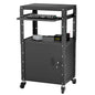 Mobile AV Cart with Cabinet, Rolling Computer Cart Height Adjustable Rolling Media Utility Cart with Extra Storage Space, 4 Outlets, Pullout Keyboard Tray Perfect for Home or Office Use - size: Style4 24x18Wx42H