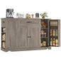 HOSTACK Kitchen Island Cart with Storage, 47'' Kitchen Storage Island on Wheels with 2 Drawers, Rolling Island Table with Adjustable Shelves, Mobile Buffet Sideboard Cabinet for Dining Room, Ash Gray - style: Ash Gray